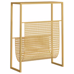 vidaXL Magazine Rack Gold Steel Bedroom Storage Unit Bookcase Book Cabinet - Additional view 3