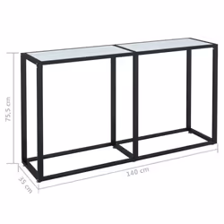 vidaXL Console Table White Marble Tempered Glass Home End Hall Porch Table - Additional view 3