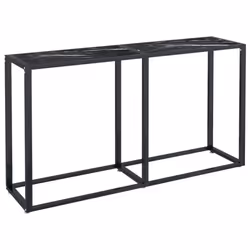 vidaXL Console Table Black Marble Tempered Glass Home End Hall Porch Table