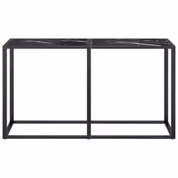 vidaXL Console Table Black Marble Tempered Glass Home End Hall Porch Table