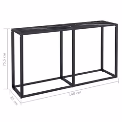 vidaXL Console Table Black Marble Tempered Glass Home End Hall Porch Table - Additional view 6