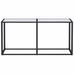vidaXL Console Table White Marble Tempered Glass Home End Hall Porch Table