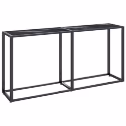 vidaXL Console Table Black Marble Tempered Glass Home End Hall Porch Table