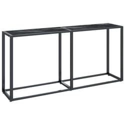 vidaXL Console Table Black Marble Tempered Glass Home End Hall Porch Table