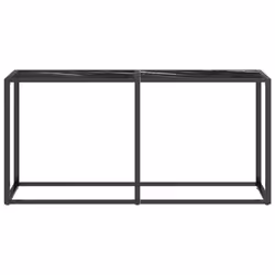 vidaXL Console Table Black Marble Tempered Glass Home End Hall Porch Table