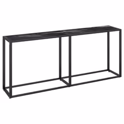 vidaXL Console Table Black Marble Tempered Glass Home End Hall Porch Table