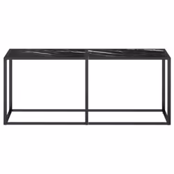 vidaXL Console Table Black Marble Tempered Glass Home End Hall Porch Table