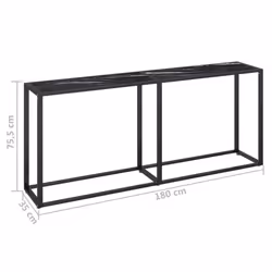 vidaXL Console Table Black Marble Tempered Glass Home End Hall Porch Table - Additional view 6