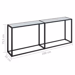 vidaXL Console Table White Marble Tempered Glass Home End Hall Porch Table