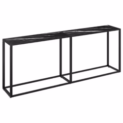 vidaXL Console Table Black Marble Tempered Glass Home End Hall Porch Table