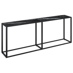 vidaXL Console Table Black Marble Tempered Glass Home End Hall Porch Table