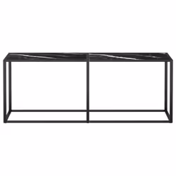 vidaXL Console Table Black Marble Tempered Glass Home End Hall Porch Table