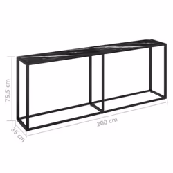 vidaXL Console Table Black Marble Tempered Glass Home End Hall Porch Table