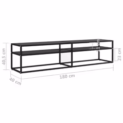 vidaXL TV Cabinet Black Tempered Glass Home Stereo Hifi Cabinet TV Stand Unit - Additional view 3