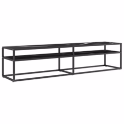 vidaXL TV Cabinet Black Marble Tempered Glass Stereo Hifi Cabinet TV Stand - Additional view 2
