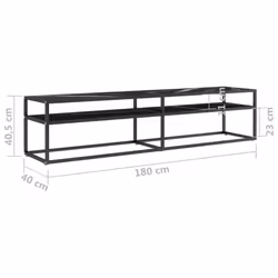 vidaXL TV Cabinet Black Marble Tempered Glass Stereo Hifi Cabinet TV Stand - Additional view 4