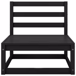 vidaXL Solid Pinewood Garden 2-Seater Sofa Black Wooden Patio Middle Sofa Set