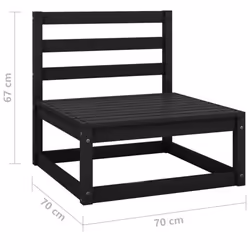 vidaXL Solid Pinewood Garden 2-Seater Sofa Black Wooden Patio Middle Sofa Set - Additional view 4