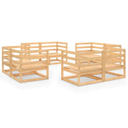 vidaXL Garden Lounge Set Outdoor Furniture Set Wooden 8 Piece Solid Wood Pine