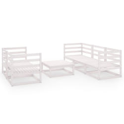 vidaXL Garden Lounge Set Outdoor Furniture Set 6 Piece White Solid Wood Pine