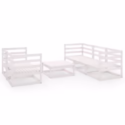 vidaXL Garden Lounge Set Outdoor Furniture Set 6 Piece White Solid Wood Pine - Additional view 5