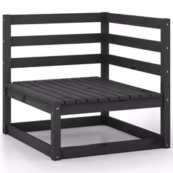 vidaXL Solid Pinewood Garden Lounge Set 7 Piece Black Outdoor Seat Furniture