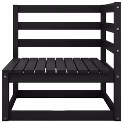 vidaXL Solid Pinewood Garden Lounge Set 7 Piece Black Outdoor Seat Furniture