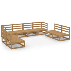 vidaXL Solid Pinewood Garden Lounge Set 8 Piece Honey Brown Outdoor Furniture