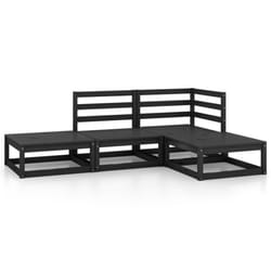 vidaXL Garden Lounge Set Outdoor Furniture Set 4 Piece Black Solid Wood Pine