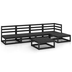 vidaXL Garden Lounge Set Outdoor Furniture Set 5 Piece Black Solid Wood Pine