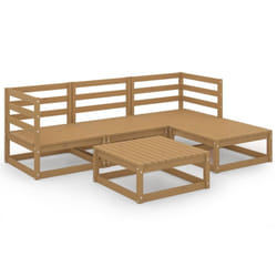 vidaXL Solid Pinewood Garden Lounge Set 5 Piece Honey Brown Wooden Furniture