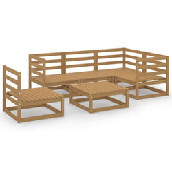 vidaXL Solid Pinewood Garden Lounge Set 6 Piece Honey Brown Wooden Furniture