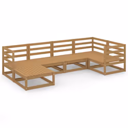 vidaXL Solid Pinewood Garden Lounge Set 6 Piece Honey Brown Wooden Furniture