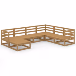 vidaXL Solid Pinewood Garden Lounge Set 7 Piece Honey Brown Outdoor Furniture