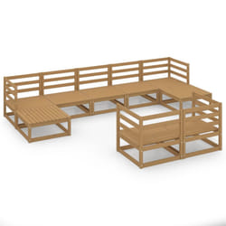 vidaXL Solid Pinewood Garden Lounge Set 9 Piece Wooden Furniture Sofa Set