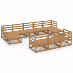 vidaXL Garden Lounge Set Outdoor Furniture Set Wooden 10 Piece Solid Wood Pine