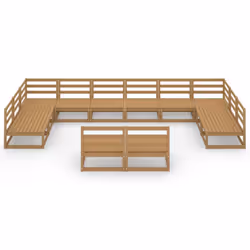 vidaXL Solid Pinewood Garden Lounge Set 12 Piece Wooden Furniture Sofa Set