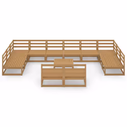 vidaXL Solid Pinewood Garden Lounge Set 13 Piece Wooden Furniture Sofa Set