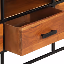 vidaXL Solid Acacia Wood TV Cabinet Wooden Lowboard Stereo Plasma Hifi Cabinet - Additional view 6
