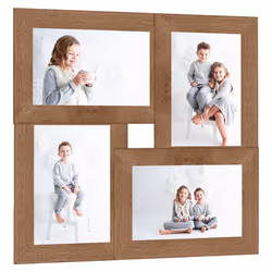 ) vidaXL Collage Photo Frame MDF for 4x(13x18 cm)/4x(10x15 cm) Multi Colours - light brown, 4 x (10 x 15 cm
