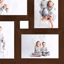 ) vidaXL Collage Photo Frame MDF for 4x(13x18 cm)/4x(10x15 cm) Multi Colours - dark brown, 4 x (13 x 18 cm - Additional view 4
