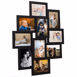 ) vidaXL Collage Photo Frame MDF for 10x(13x18 cm)/10x(10x15 cm) Multi Colours - black, 10 x (13 x 18 cm