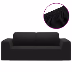 vidaXL 2-Seater Stretch Couch Slipcover Black Polyester Jersey Couch Cover