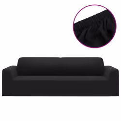vidaXL 3-Seater Stretch Couch Slipcover Black Polyester Jersey Couch Cover
