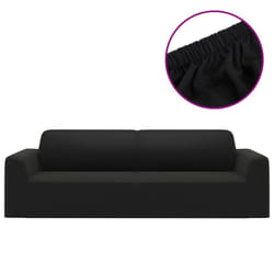 vidaXL 3-Seater Stretch Couch Slipcover Black Polyester Jersey Couch Cover