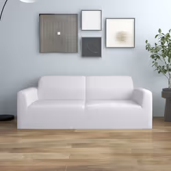 vidaXL 2-Seater Stretch Couch Slipcover White Polyester Jersey Couch Cover