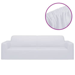 vidaXL 3-Seater Stretch Couch Slipcover White Polyester Jersey Couch Cover