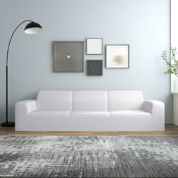 vidaXL 4-Seater Stretch Couch Slipcover White Polyester Jersey Couch Cover