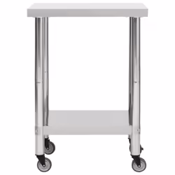 vidaXL Kitchen Work Table with Wheels Stainless Steel Home Gastronomy Workable - Additional view 2