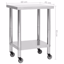 vidaXL Kitchen Work Table with Wheels Home Gastronomy Workable Multi Sizes - 60 x 45 x 85 cm - Additional view 6
